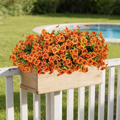 Artificial Flowers, 24 Bundles, Decorative Bouquets for Home, Wedding, Garden, Office Decor (Orange)