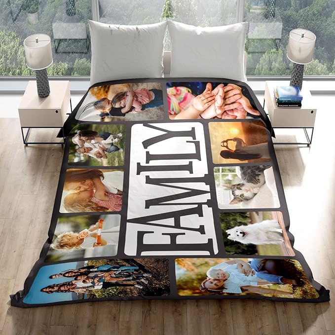 Custom Blankets with Photos and Text Mothers Day Fathers Day Personalized Gifts from Daughter Multiple Colors Sizes Soft Flannel Gifts for Women Birthday Gifts for Mom Dad