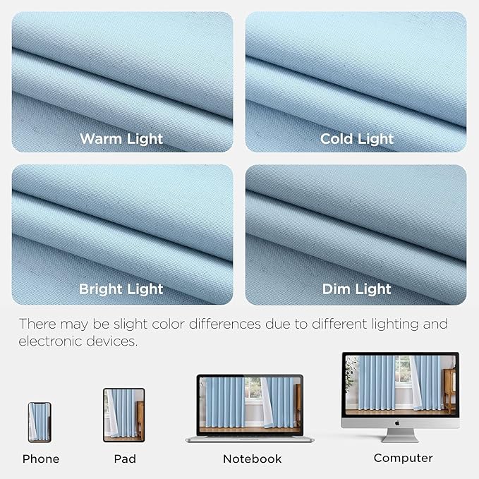 Joydeco Pinch Pleated Linen Curtains for Living Room, 100% Blackout Curtains 84 inches Long 2 Panel Thermal Insulated Pinch Pleat Drapes(Chambray Blue,40'' Wx84'' L)