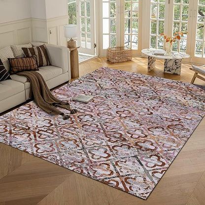 RUGSURE Washable Area Rugs, 9' x 12' - 1/6 Thick - Stain & Water Resistant Non-Slip - Perfect Resistant Rug for Living Room, Bedroom, Nursery, Pet & Child Friendly, Vibrant Colors Rugs, Purple