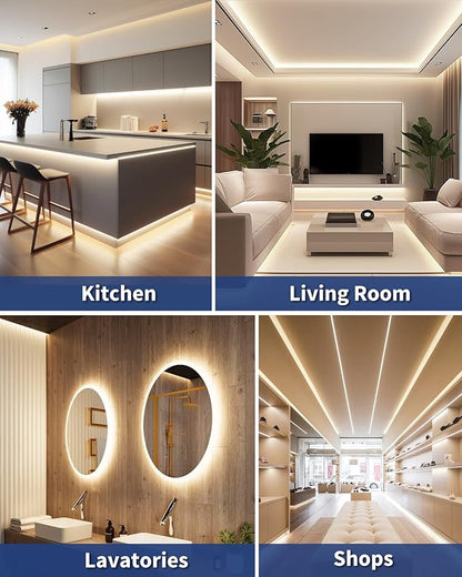 GOOVER COB LED Strip Lights 16.4ft, 4000K Natural White DC 12V Dimmable Tape Light, Ra 95+,150+LM/FT, 98 LEDs/ft, 2.2W/ft, 1600 LEDs, UL Listed for Cabinets,Bedroom(Power Supply Sold Separately)