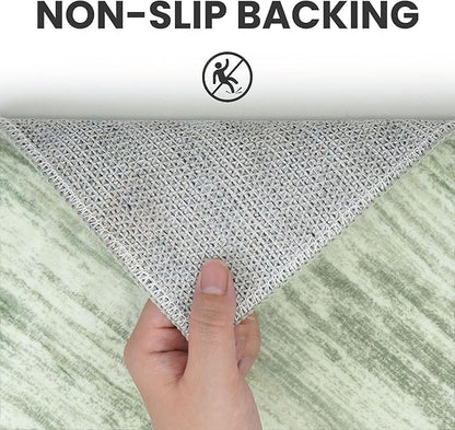 3x5 Modern Abstract Area Rug for Entryway, Lime Green Super Soft Washable Rug with Non-Slip, Low-Pile Door Mat Indoor for Living Room Bedroom, Carpet with Non-Shedding