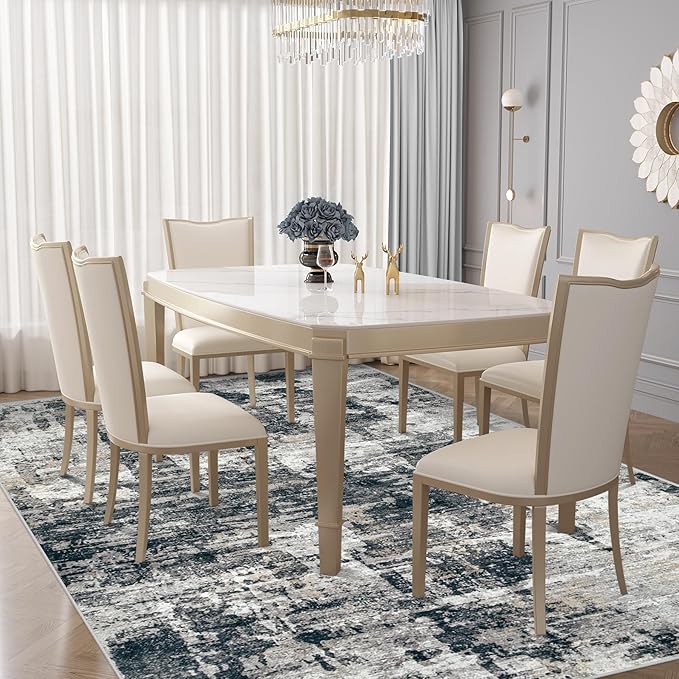 6x9 Area Rugs for Living Room, Washable Modern Abstract Large Area Rug Neutral Soft Non Slip Kids Rug Stain Resistant Indoor Carpet for Bedroom Nursery Dining Room Playroom Office(BlackGrey, 6'x9')