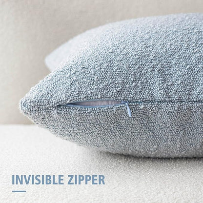Foindtower Decorative Textured Boucle Throw Pillow Covers Accent Solid Pillow Cases Neutral Soft Cozy Couch Cushion Case for Chair Sofa Bedroom Living Room Home Decor 26 x 26 Inch,Light Blue