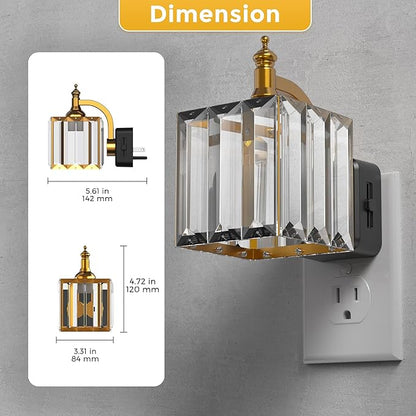 L LOHAS LED Night Light, 2 Pack Night Lights Plug into Wall, 3000K Soft White LED, Crystal Night Lights with Dusk to Dawn Sensor, 0-100lm Adjustable Brightness, for Hallway Bedroom Stairway