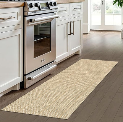 IOHOUZE Washable Runner Rug 2x6 Non Slip Runners for Hallways Entryway Runner Indoor, Kitchen Rugs Woven Cotton Floor Carpet for Kitchen Hall Entrance Bedroom, Warm Beige/Orange/Apricot