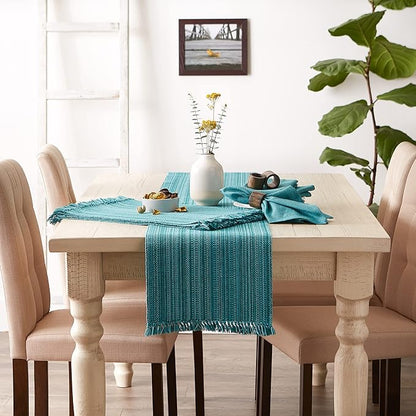 DII Variegated Tabletop Collection, Table Runner, 13x72, Teal