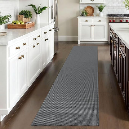 IOHOUZE Washable Runner Rug 2x10 Non Slip Rubber Backed Long Hallway Runner Entryway Runner Indoor, Kitchen Rugs Woven Cotton Floor Carpet for Hall Entrance, Dark Grey