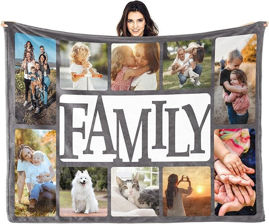 Custom Blankets with Photos and Text Mothers Day Fathers Day Personalized Gifts from Daughter Multiple Colors Sizes Soft Flannel Gifts for Women Birthday Gifts for Mom Dad