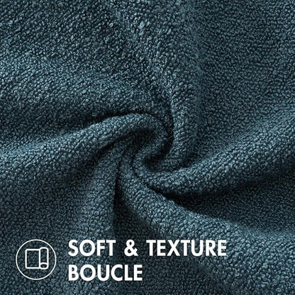 MIULEE 20x20 Inch Decorative Pillow Covers for Couch Bed Set of 2 Textured Boucle Neutral Winter Throw Pillows Dark Blue Accent Solid Cushion Pillowcases Sofa Livingroom Home Decor