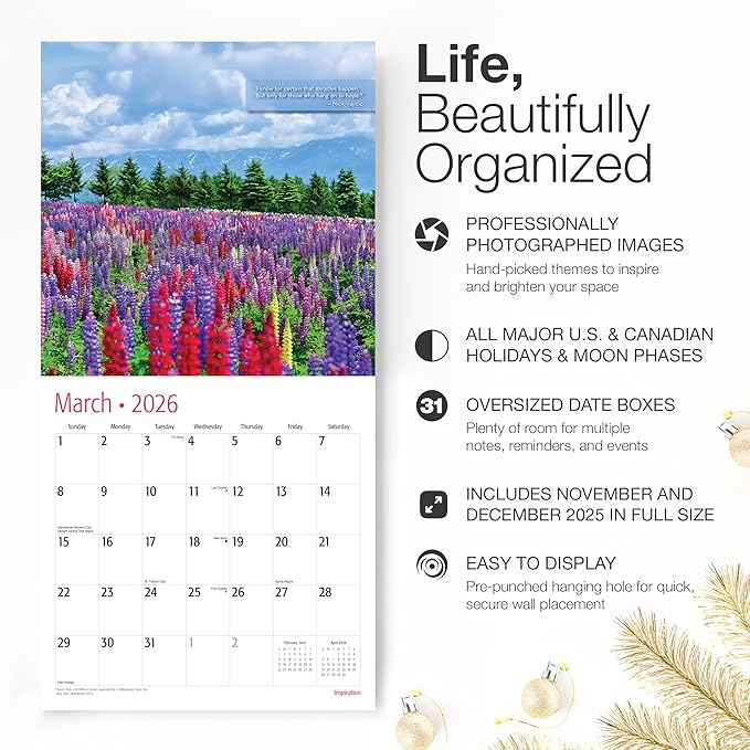 RED EMBER Inspiration with Motivational Quotes 2026 Wall Calendar 12 Month | 12" x 24" Open | Thick & Sturdy Paper | Holiday Gift | Nature Calendar 2026