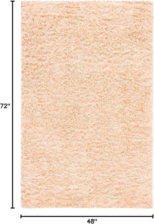 SAFAVIEH Faux Sheep Skin Collection 4' x 6' Light Pink FSS235U Silken Glam 2.35-inch Thick Area Rug