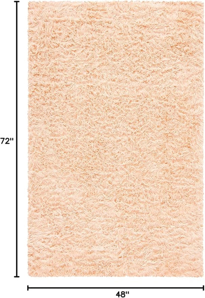 SAFAVIEH Faux Sheep Skin Collection 4' x 6' Light Pink FSS235U Silken Glam 2.35-inch Thick Area Rug