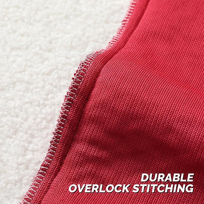 FUTEI Christmas Red Maroon Throw Pillow Covers 20x20 Inch Set of 2,Furry Faux Fur Teddy Boucle Textured Cushion Covers,Soft Fluffy Decorative Pillow Case,Home Decor for Couch Bed Living Room Car