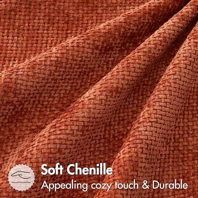 MIULEE Pack of 2 Fall Burnt Orange Decorative Pillow Covers 20x12 Inch Soft Chenille Couch Throw Pillows Farmhouse Cushion Covers for Home Decor Sofa Bedroom Living Room