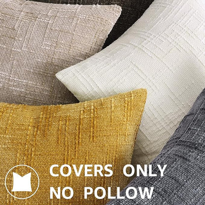 decorUhome Mustard Yellow Chenille Euro Sham Throw Pillow Covers 26x26 Set of 2 Textured Slubby Couch Pillow Covers Farmhouse Accent Modern Neutral Decorative Pillow Cases for Bed Sofa Living Room