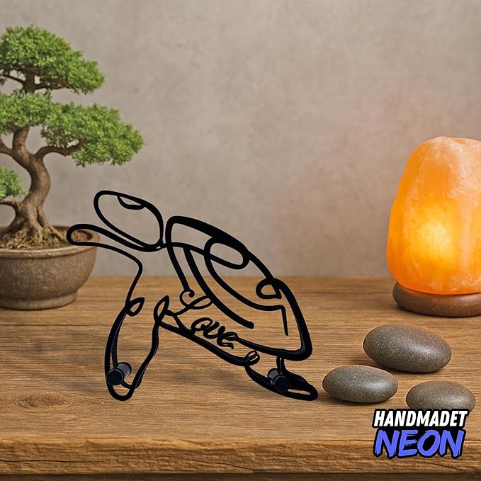 Personalized Sea Turtle Minimalist Sculpture, Custom Pet Name Metal Desk Decor, Decorative Aesthetic Table Sign Gifts For Ocean Lovers, Kids Room, Beach House Decorations