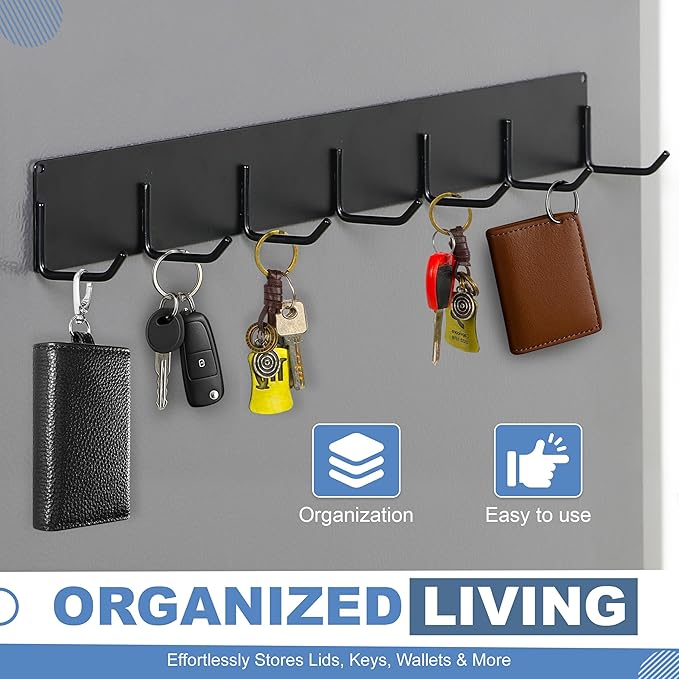 Magnetic Cup Holder for Fridge with 6 Storage Hooks and Tumbler Lid Organizer - Fits 20/30/40 oz Tumblers (Stanley, Owala, Yeti) Strong Magnetic Design - Kitchen Water Bottle Storage Rack