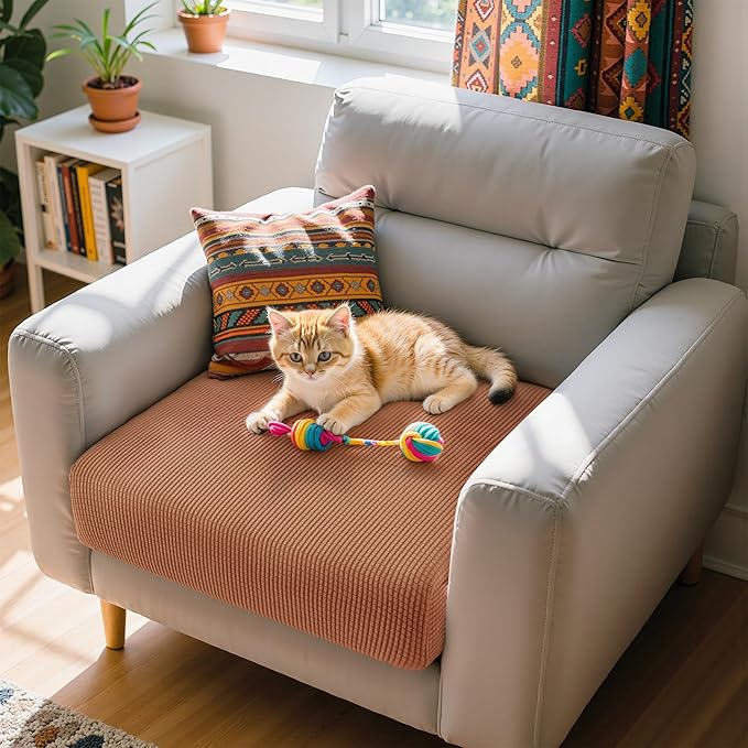 Hokway Couch Cushion Covers Stretch Cushion Covers Sofa Seat Cushion Slipcover Cushion Protector(Brick, Small)