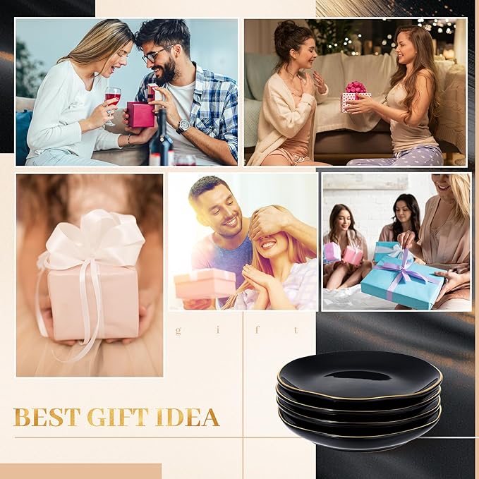 Shappy 24 Pcs Christmas Ceramic Jewelry Tray Gift 4.5 Ring Dish Bulk Decorative Trinket Dish for Birthdays Gift (Black)