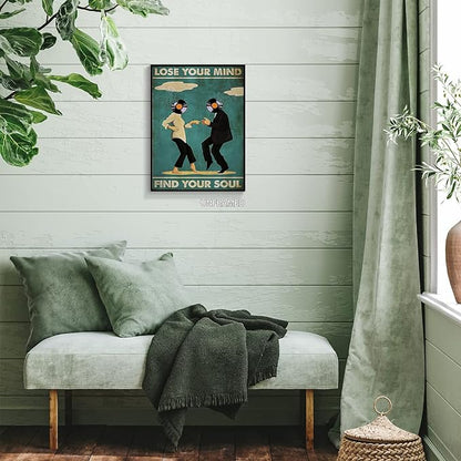 YuzhongART Vintage Classic Movie Fiction posters for room aesthetic Spiritual Quotes Lose Your Mind Find Your Soul Canvas Wall Art Cool Music Dance Wall Decor Painting for Bedroom 16x24in Unframed