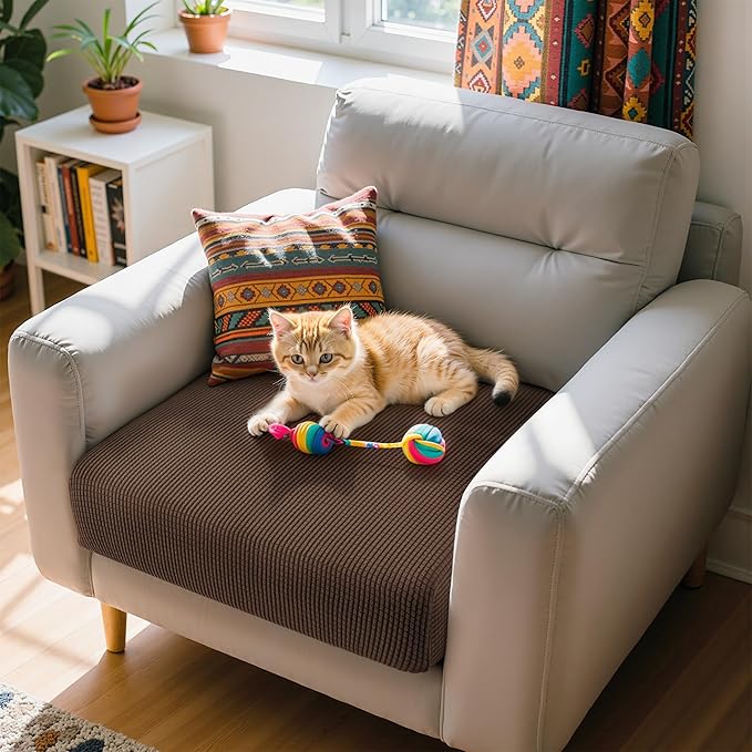 Hokway Couch Cushion Covers Stretch Cushion Covers Sofa Seat Cushion Slipcover Cushion Protector(Chocolate, Small)