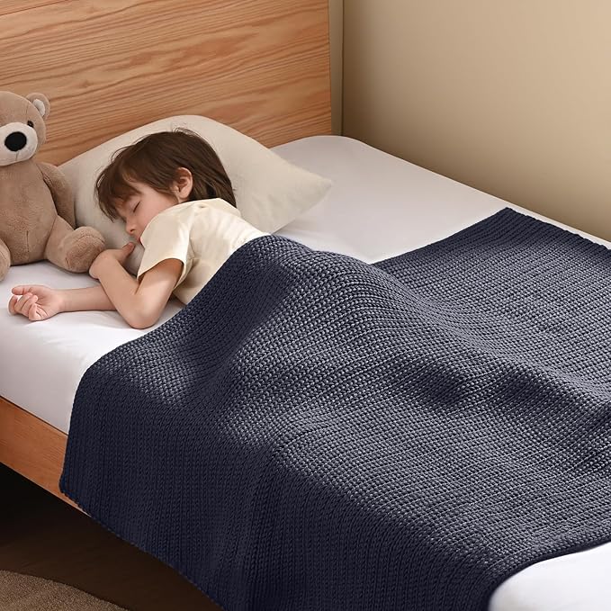 Guohaoi Knitted Weighted Blanket Kids (Dark Grey 36"x48" 5lbs) No Beads Cooling Heavy Blanket, Home Decor Breathable Chunky Knit Throw Blanket for All-Season Use