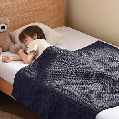 Guohaoi Knitted Weighted Blanket Kids (Dark Grey 40"x60" 7lbs) No Beads Cooling Heavy Blanket, Home Decor Breathable Chunky Knit Throw Blanket for All-Season Use