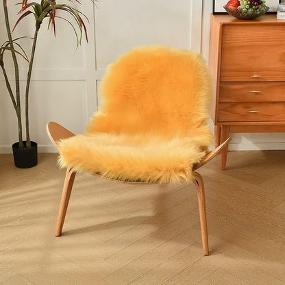 duduta Yellow Faux Sheepskin Throw Rug 2x3 ft, Fluffy Shag Fur Chair Cover Small Bedside Dorm Rug Non Slip Machine Washable