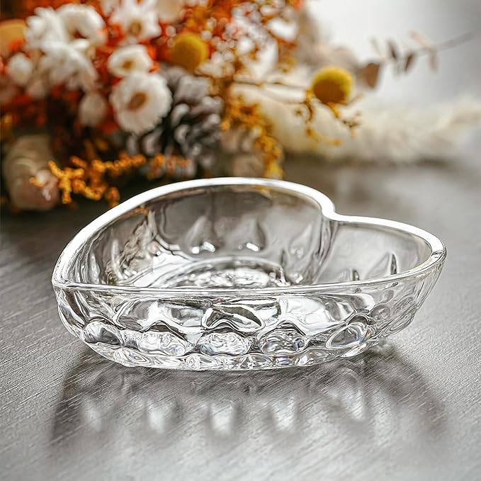 H&D HYALINE & DORA 5.1'' Crystal Jewelry Tray for Women, Heart Shaped Jewelry Plate Ring Dish, Clear Trinket Dish for Jewelry, Ring Dish for Birthday Friends Daily Family