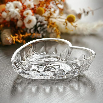H&D HYALINE & DORA 5.1'' Crystal Jewelry Tray for Women, Heart Shaped Jewelry Plate Ring Dish, Clear Trinket Dish for Jewelry, Ring Dish for Birthday Friends Daily Family