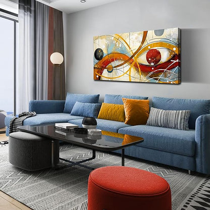 Large Abstract Canvas Wall Art for Living Room Bedroom Home Office Modern Wall Decor Line Geometric Abstract Picture Framed Canvas Prints Size 24x48