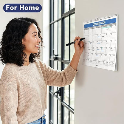 Dunwell 2026 Wall Calendar 12x15 (Blue), Large Lined Monthly Calendar, Jan – Dec 2026, 12 x 15 Size, Professional Style for Home, Office, School or Organization