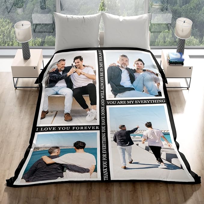 Gifts for Dad Personalized Gifts from Daughter Custom Blankets with Photos and Text Multiple Colors Sizes Soft Flannel Gifts for Men Birthday Gifts for Dad