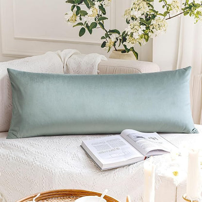 Artscope Luxury Velvet Lumbar Pillow Cover Super Soft Decorative Rectangle Throw Pillow Covers Case Cushion Covers for Sofa Couch Bedroom Car Decor 14x36 Inch Light Grey