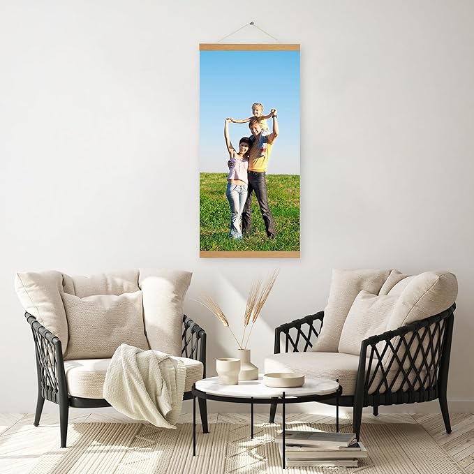 SZDHHH Custom Photo Prints with Magnetic Hanger Frame Canvas Poster Prints With Your Photos Personalized Hanging Poster Pictures Wall Art Decor Framed for Home Decor Gifts Keepsakes (40" Lx20 W)