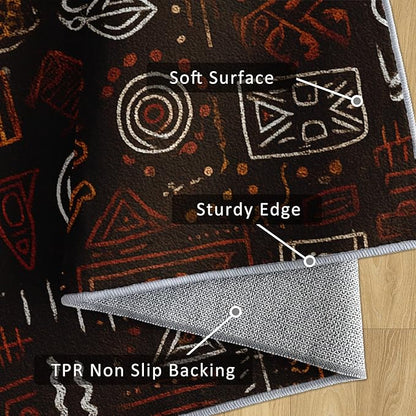 Boho Rug, 3x4 Area Rugs Europe Tribal Ethnic Abstract Pattern for Entryway, Living Room, Bedroom, Boho Home Decor Accessories Indoor Carpet, Non Slip & Machine Washable