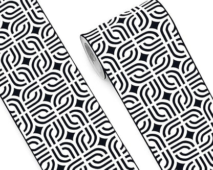 FLFK Wallpaper Border - Black and White Peel and Stick Wall Borders Decal Trim Geometric Pattern 9" x 240"