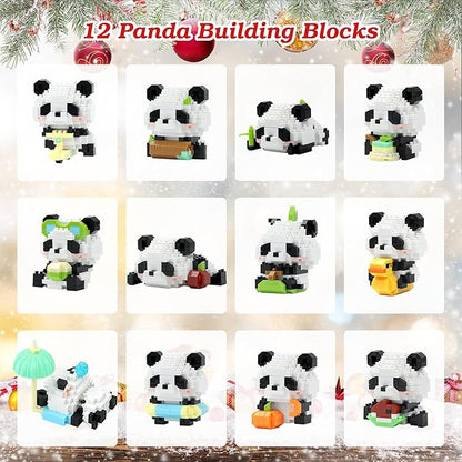 12 Days Advent Calendar 2025 Kids, 12 Packs Panda Building Blocks Set, Advent Calendar 2025 Boys for 6+ Years Old, Christmas Gifts for Girls and Boys, Party Favors (Panda)