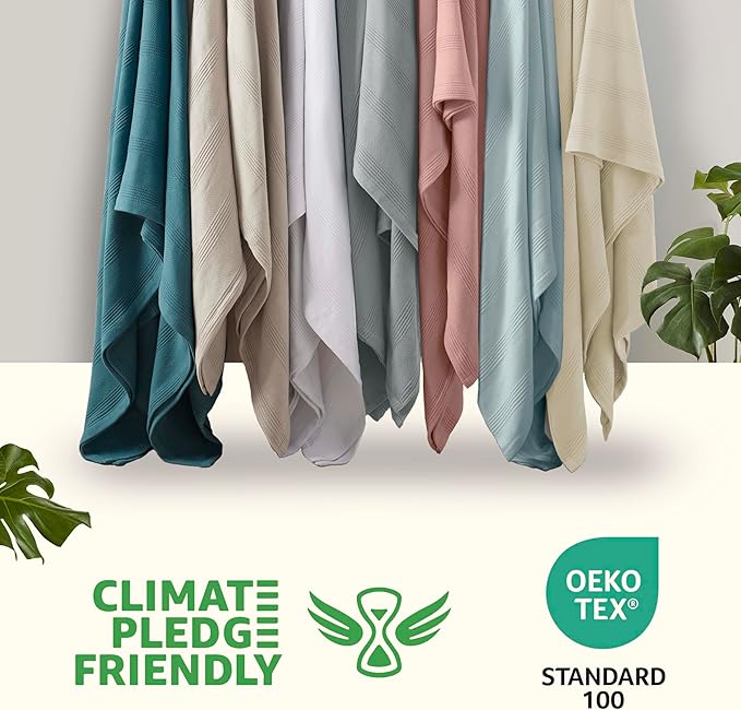 King Size 100% Cotton Mink Blanket | Super Soft Breathable Lightweight Throw Blanket | All-Season Knit Blanket | Versatile Hotel Luxury | Easy Care