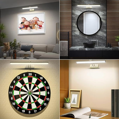 FUNCHDAY Picture Light,3CCT Battery Art Lights for Wall,Wireless Remote Painting Light with Timer and Dimmable,16”Metal Display Lighting for Artwork,Portrait,Gallery-Antique Brass