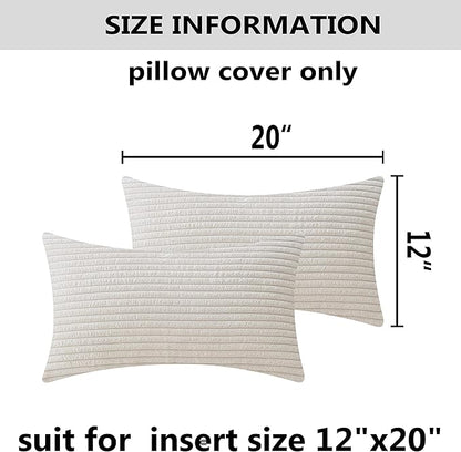 Home Brilliant Rectangle Throw Pillow Covers 12x20 Set of 2 Solid Striped Velvet Oblong Throw Pillow Case for Valentines Couch Chair Baby Toddler Lumbar Pillow, 12 x 20 inch, Cream Cheese