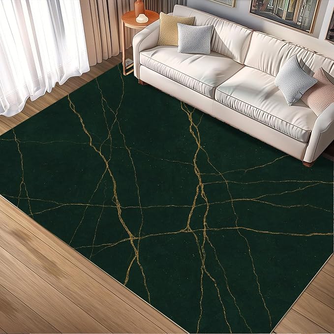 Luxury Marble Rug - 2x6 Runner Rug, Abstract Marble Runner Carpet, Modern Art Entryway Rugs, Washable & Non Slip Carpet Home Decor