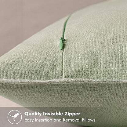 MIULEE Decorative Linen Pillow Covers 20x20 Inch Light Green Boho Farmhouse Neutral Spring Couch Throw Pillows for Bed Pack of 2 Accent Modern Pillowcase Summer Sofa Livingroom Home Decor