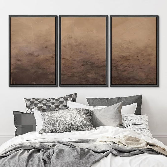 MUDECOR Framed Canvas Print Wall Art Minimalist Earthy Neutral Brown Abstract Illustrations Realism Decorative for Living Room, Bedroom, Office - 16"x24"x3 Black