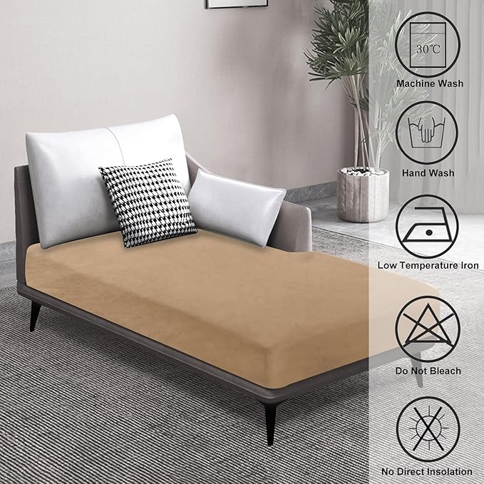 Couch Cover 1 Piece Chaise Lounge Cover Velvet Sectional Couch Cushion Covers Separate L Shape Sofa Slipcovers Furniture Protector for Dogs Pets (Chaise or Sofa 3-Seater, Camel)