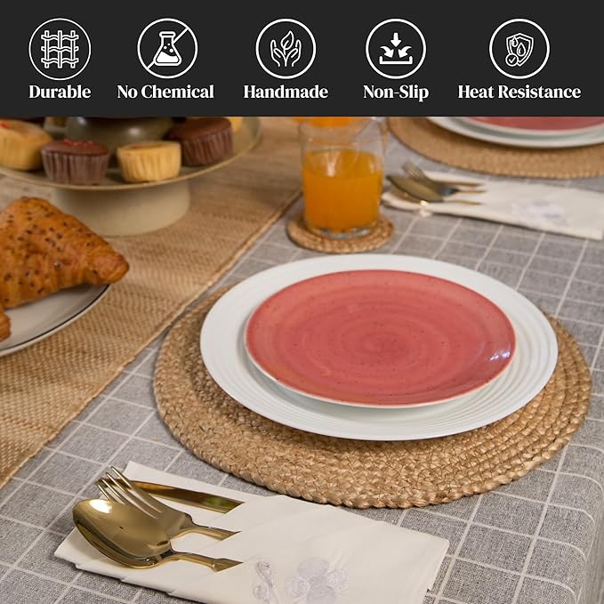 Large Round placemats 13 inch Set of 20, Dining Room Table Placemats', Jute Round Table Mat Centerpiece, Chargers for Dinner Plates Set of 20
