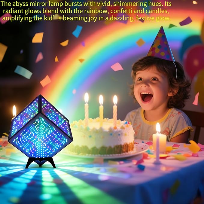 Infinity Hyper Cube LED Table Lamp - Infinity mirror light with 100+ Patterns, Music Sync, App Control, infinite cube night lights for Gaming,party,living room,bedroom, light display and more(7Inches)