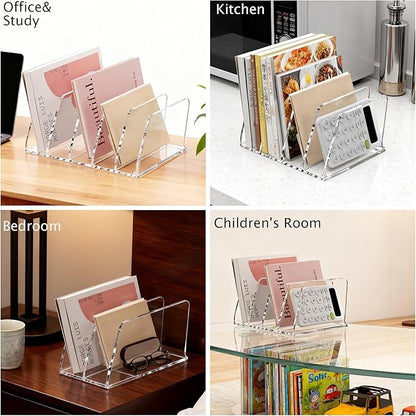 SANRUI Acrylic Mail Organizer, Clear Desk Organizer with 5 Vertical Slots, Upright Binder Divide for Notebooks, Mails, Books, Office Supplies Small File Holder for Home Office School