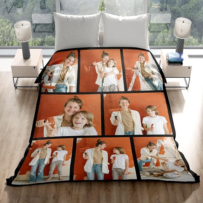 Mothers Day Personalized Gifts from Daughter Custom Blankets with Photos and Text Multiple Colors Sizes Soft Flannel Gifts for Women Birthday Gifts for Mom